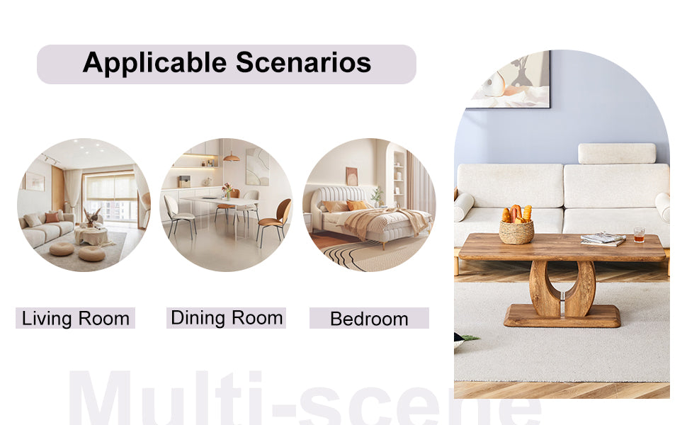 Modern simple luxury rectangular coffee table in wood color. The computer desk. The game table. Suitable for dining room, living room, terrace, kitchen. 47 "x 25.6" 18"