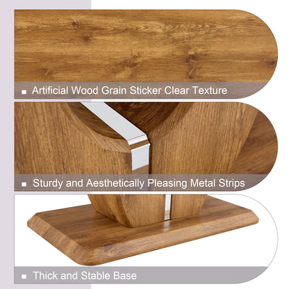 Modern simple luxury rectangular coffee table in wood color. The computer desk. The game table. Suitable for dining room, living room, terrace, kitchen. 47 "x 25.6" 18"