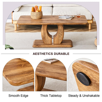 Modern simple luxury rectangular coffee table in wood color. The computer desk. The game table. Suitable for dining room, living room, terrace, kitchen. 47 "x 25.6" 18"