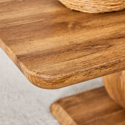 Modern simple luxury rectangular coffee table in wood color. The computer desk. The game table. Suitable for dining room, living room, terrace, kitchen. 47 "x 25.6" 18"