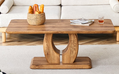 Modern simple luxury rectangular coffee table in wood color. The computer desk. The game table. Suitable for dining room, living room, terrace, kitchen. 47 "x 25.6" 18"