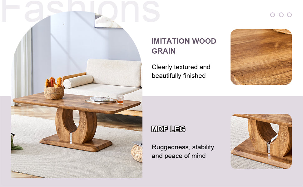 Modern simple luxury rectangular coffee table in wood color. The computer desk. The game table. Suitable for dining room, living room, terrace, kitchen. 47 "x 25.6" 18"
