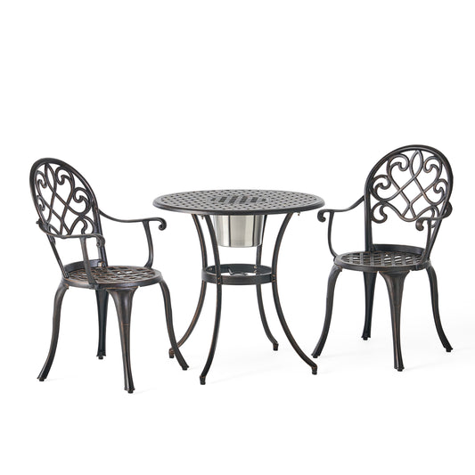 3PC CAST BISTRO SET W ICE BUCKET