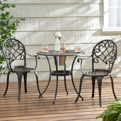 3PC CAST BISTRO SET W ICE BUCKET