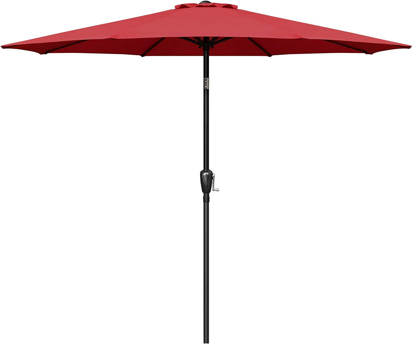 Simple Deluxe 9ft Outdoor Market Table Patio Umbrella with Button Tilt, Crank and 8 Sturdy Ribs for Garden, Red