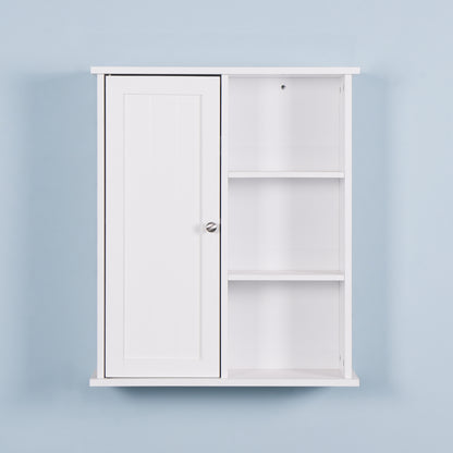 Wall Mount Medicine Cabinet with a Door, Wooden Bathroom Storage Cabinet with Adjustable Shelf