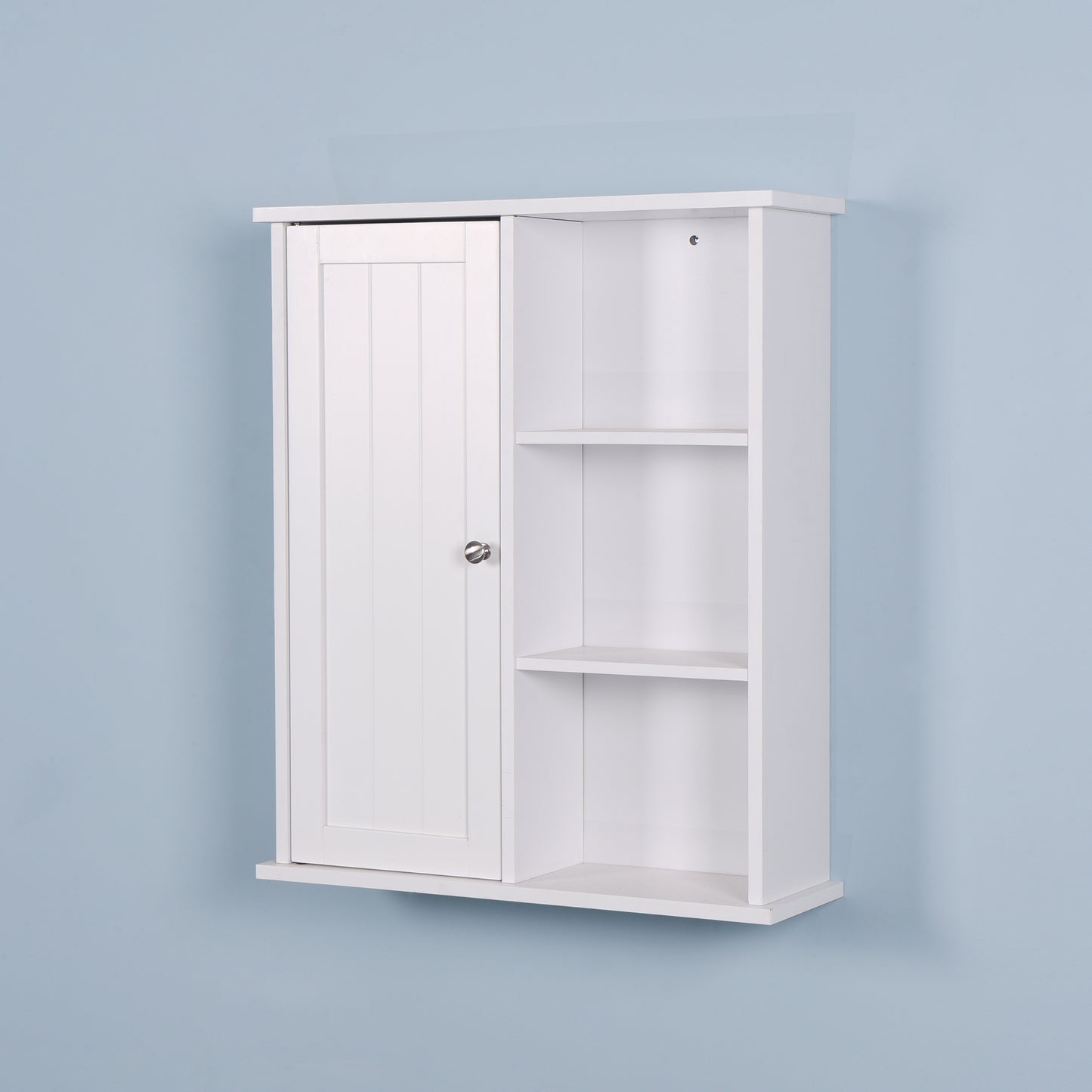 Wall Mount Medicine Cabinet with a Door, Wooden Bathroom Storage Cabinet with Adjustable Shelf