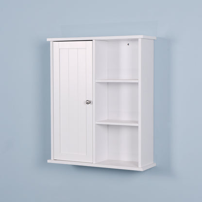Wall Mount Medicine Cabinet with a Door, Wooden Bathroom Storage Cabinet with Adjustable Shelf
