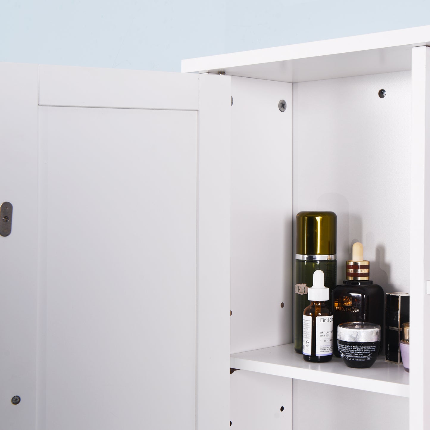 Wall Mount Medicine Cabinet with a Door, Wooden Bathroom Storage Cabinet with Adjustable Shelf