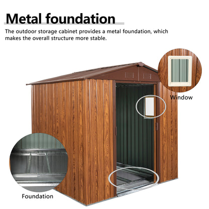 6ft x 6ft Outdoor Metal Storage Shed with Metal Foundation ,With window