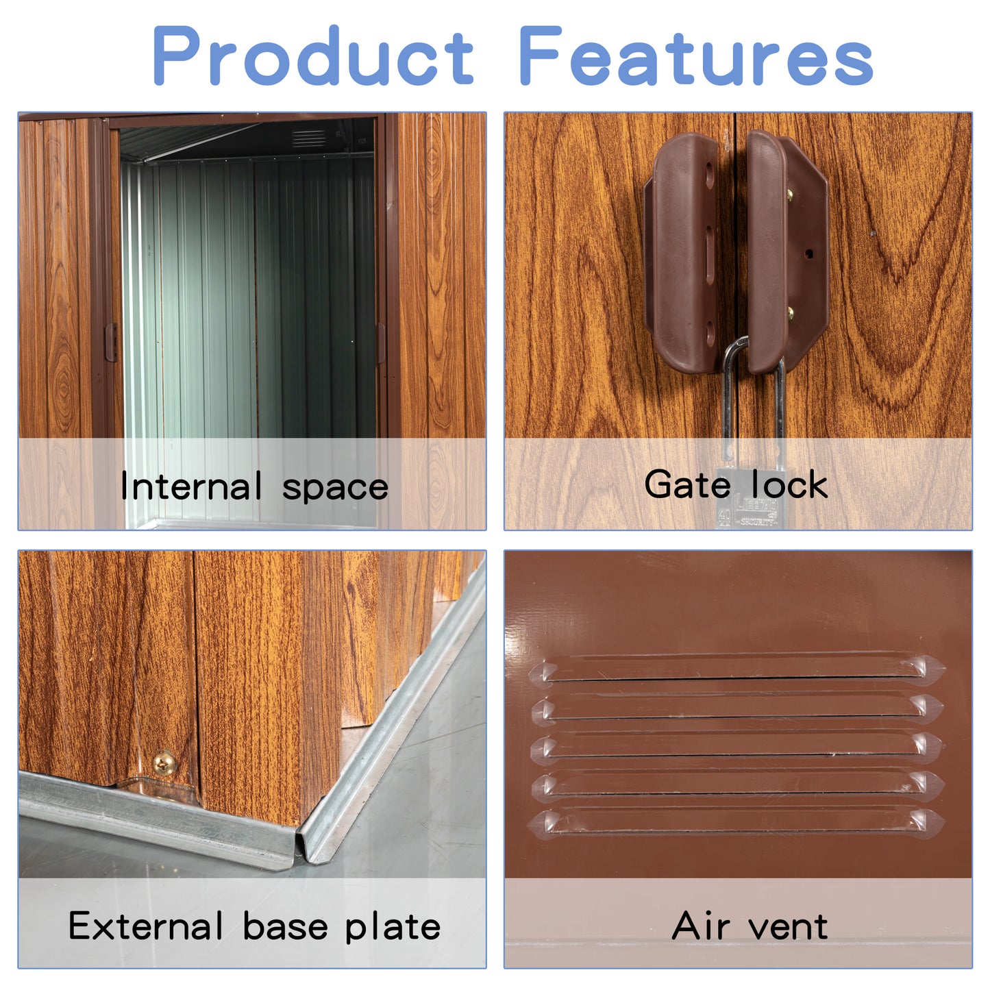 6ft x 6ft Outdoor Metal Storage Shed with Metal Foundation ,With window