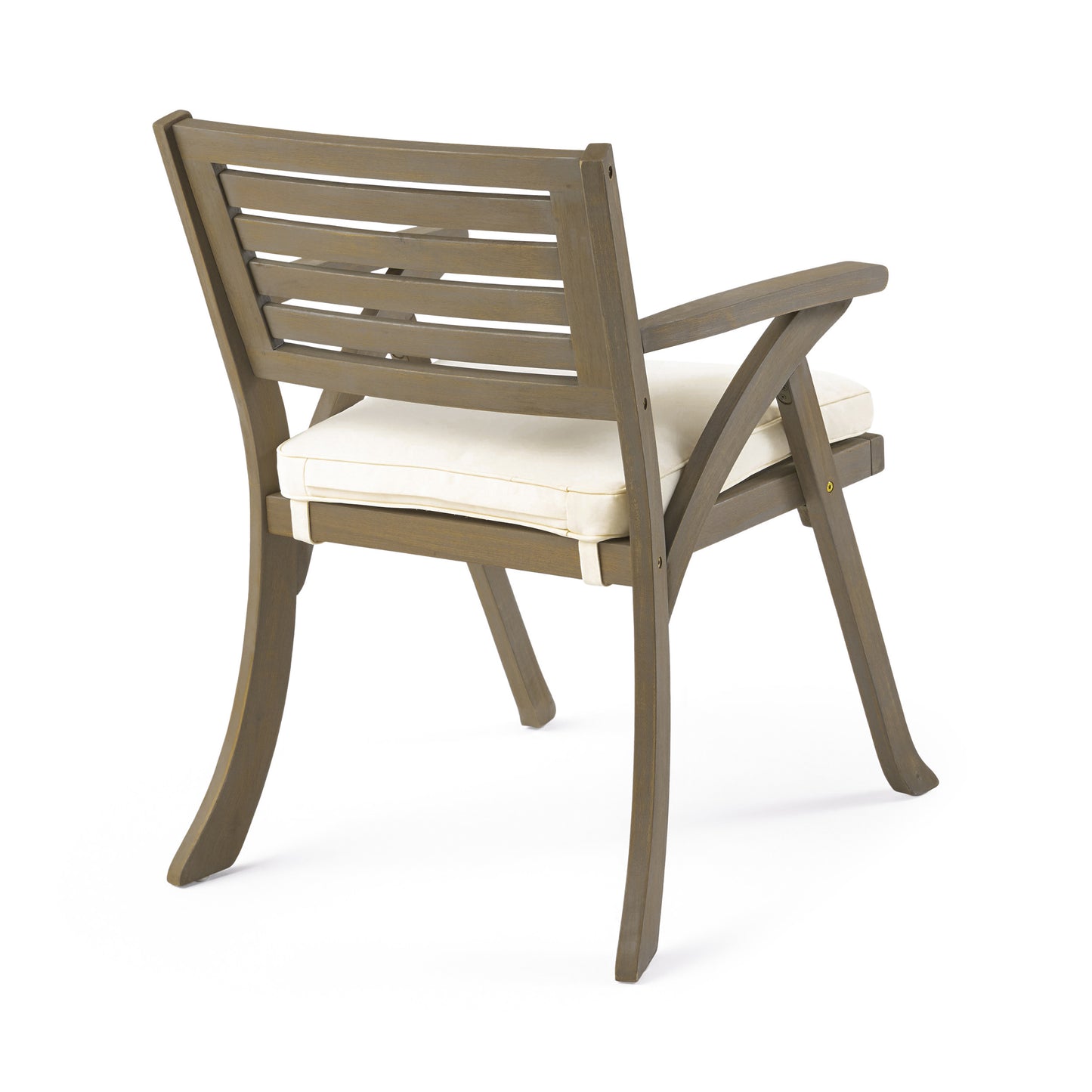 Outdoor Acacia Wood Dining Chair, Gray and Crème