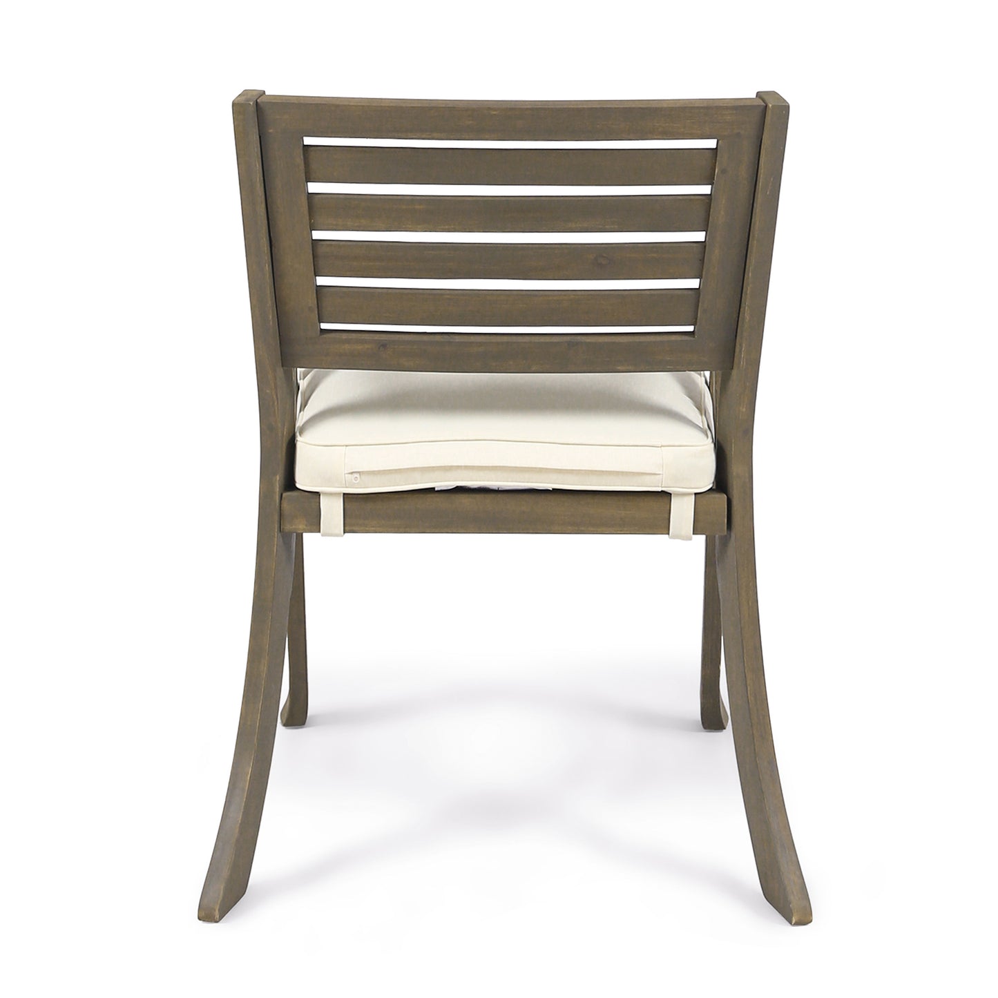 Outdoor Acacia Wood Dining Chair, Gray and Crème