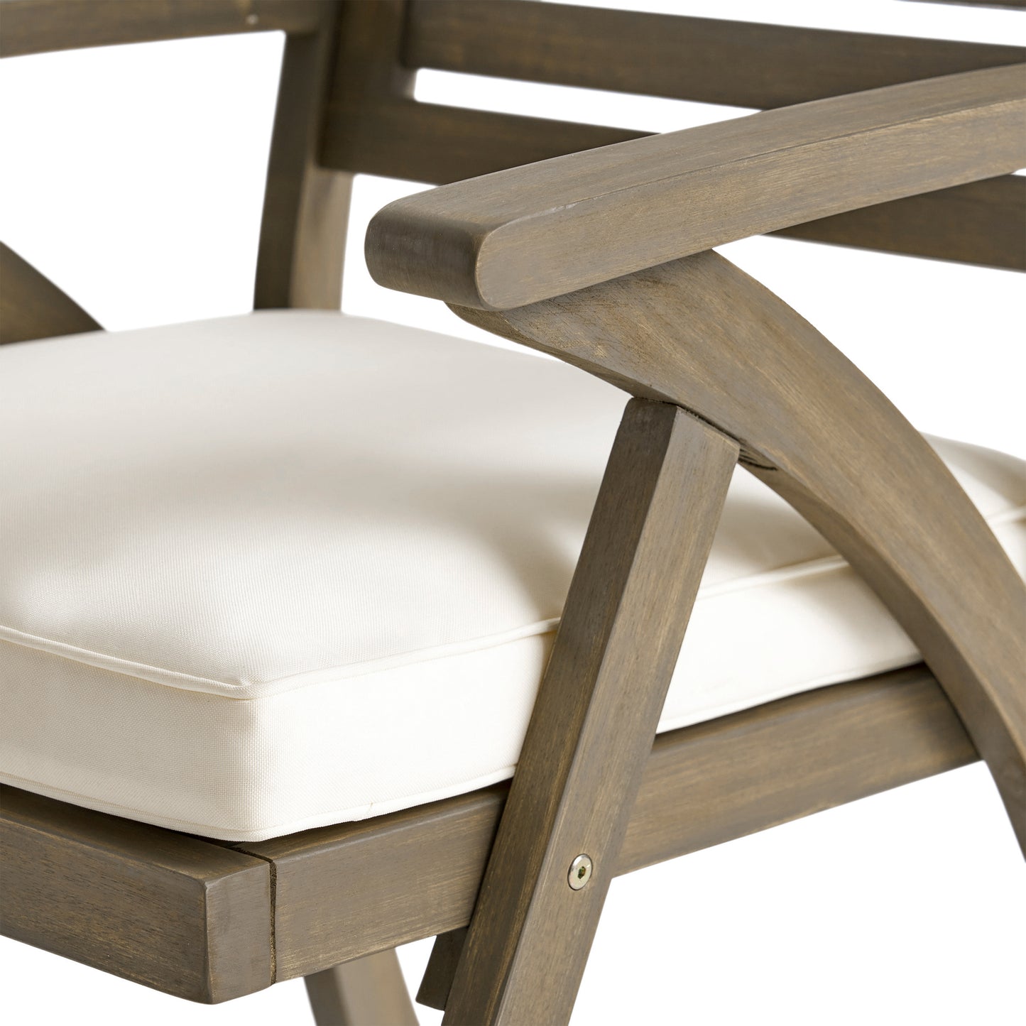 Outdoor Acacia Wood Dining Chair, Gray and Crème
