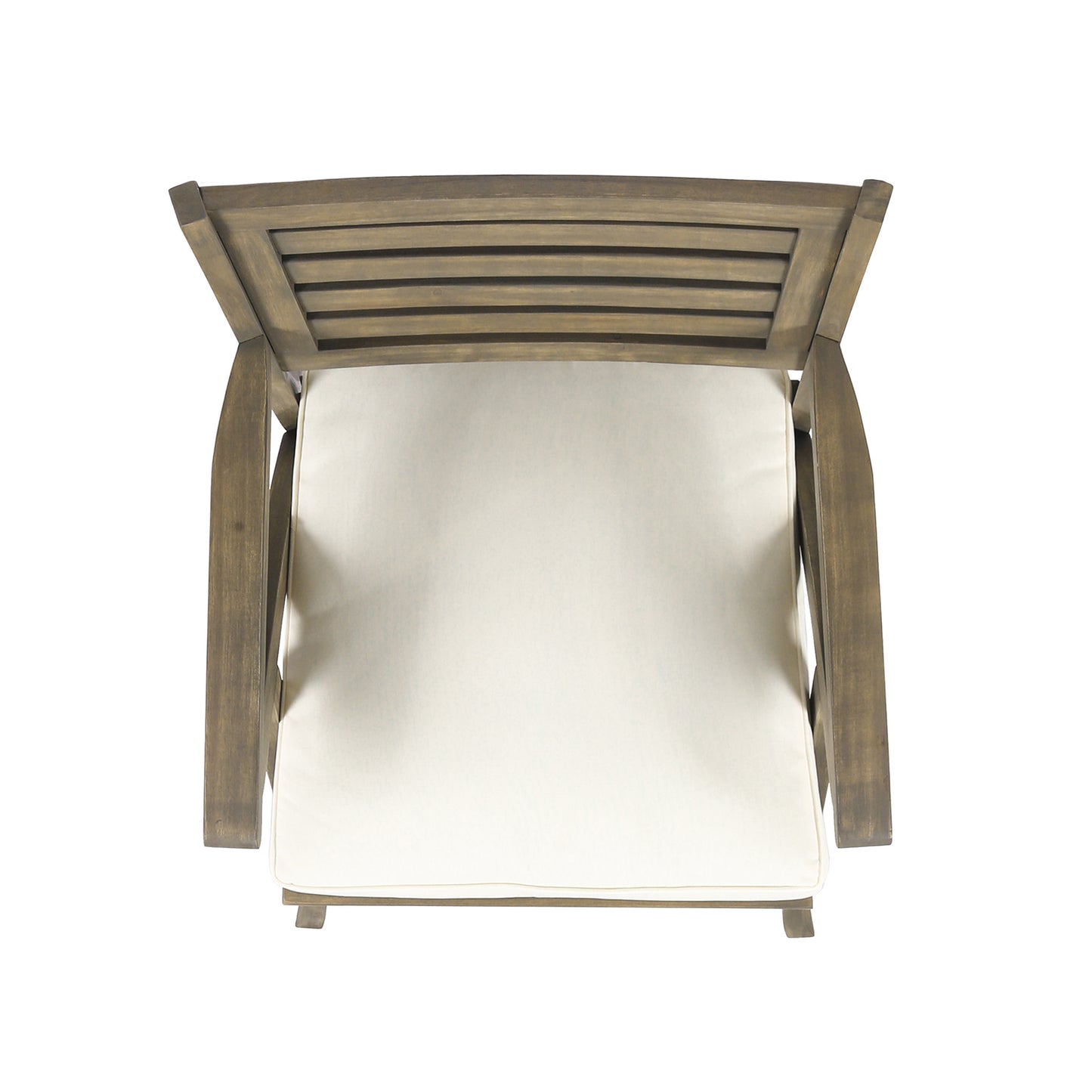 Outdoor Acacia Wood Dining Chair, Gray and Crème