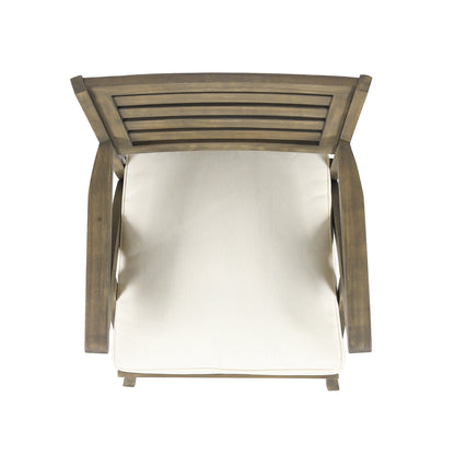 Outdoor Acacia Wood Dining Chair, Gray and Crème