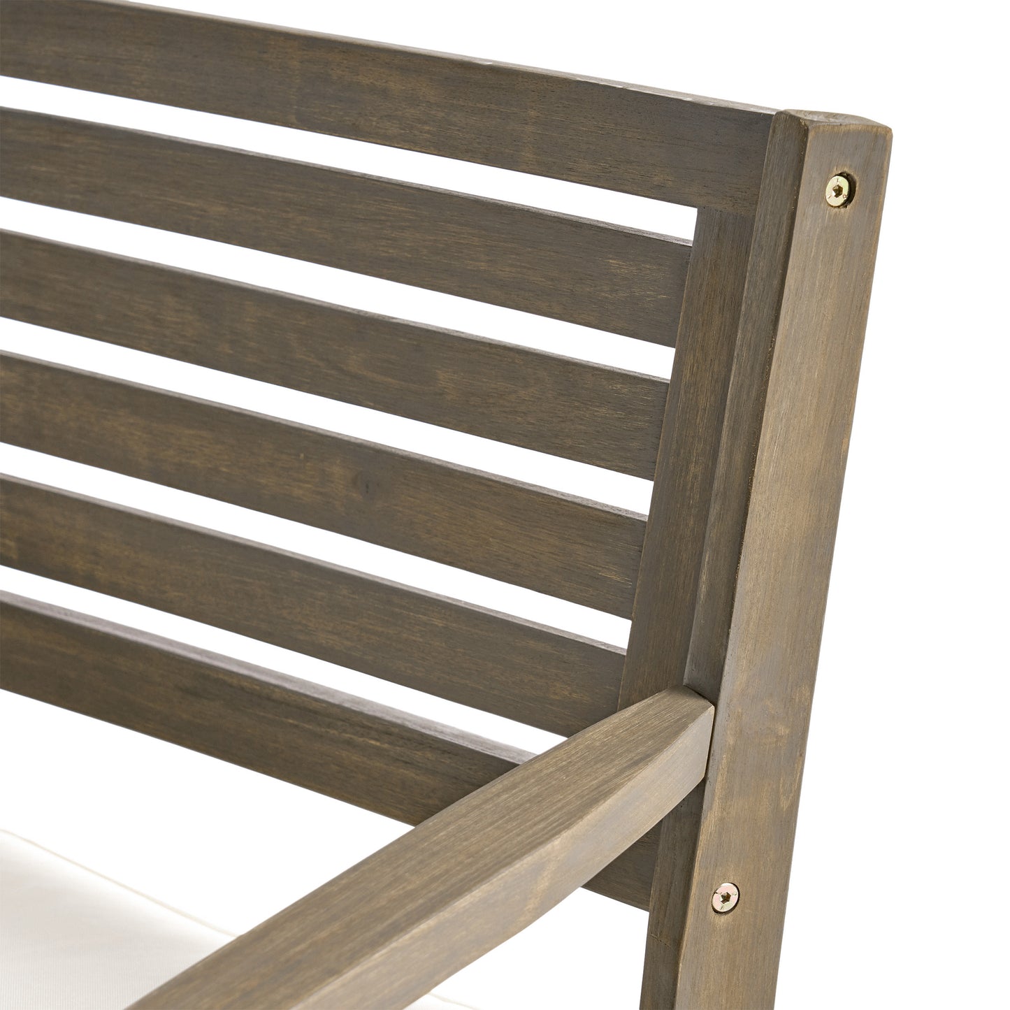 Outdoor Acacia Wood Dining Chair, Gray and Crème