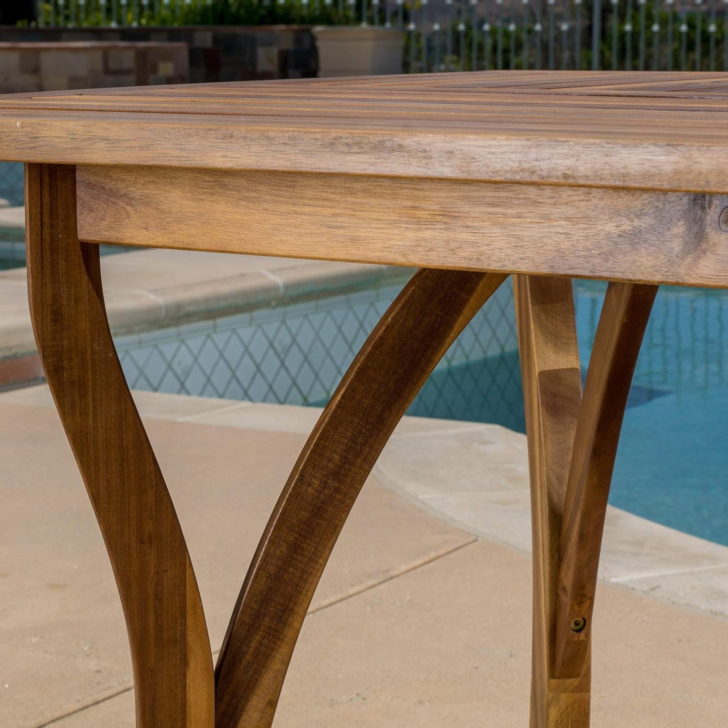 OUTDOOR  7 PIECE WOOD DINING SET WITH CUSHIONS,TEAK