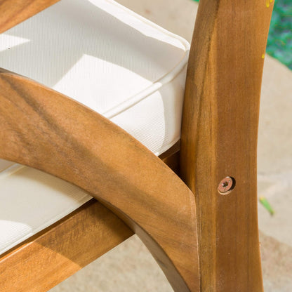 OUTDOOR  7 PIECE WOOD DINING SET WITH CUSHIONS,TEAK