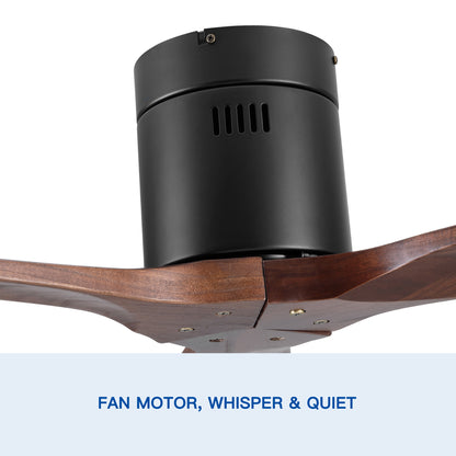 52 In.Solid Wood Blade Low Profile Ceiling Fan without Light
