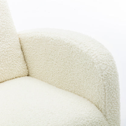 COOLMORE Rocking Chair, Modern Glider Chair, Recliner Armchair with Wood Legs and Side Pocket, Nursery Rocking Accent Chair with High Back for Living Room Bedroom (White Teddy)