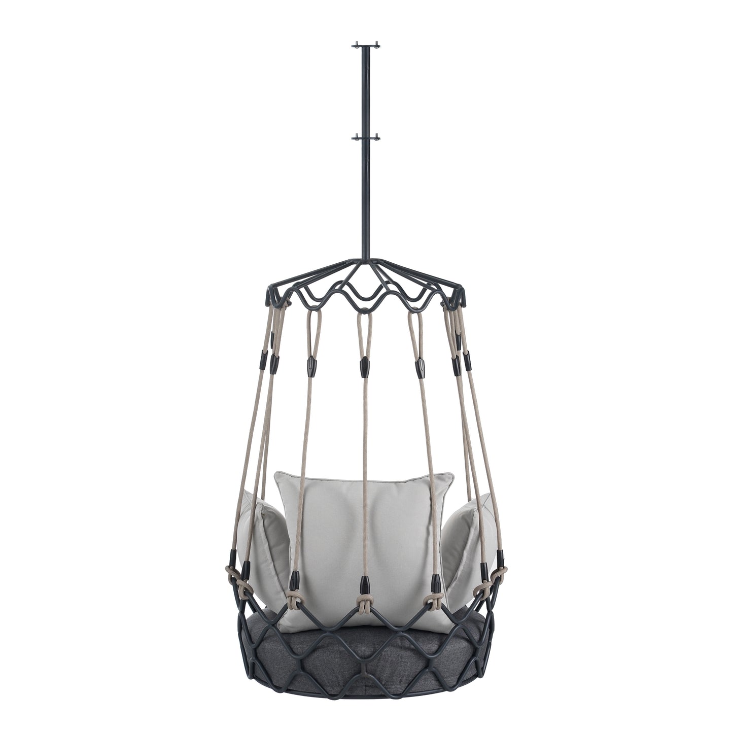 Outdoor Porch Swing Chair Hanging Basket, Hanging Chair with UV Resistant Cushion, Olefin Fabric for Patio Porch, Balcony, Gray