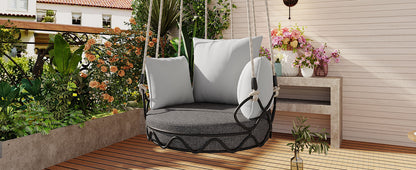 Outdoor Porch Swing Chair Hanging Basket, Hanging Chair with UV Resistant Cushion, Olefin Fabric for Patio Porch, Balcony, Gray