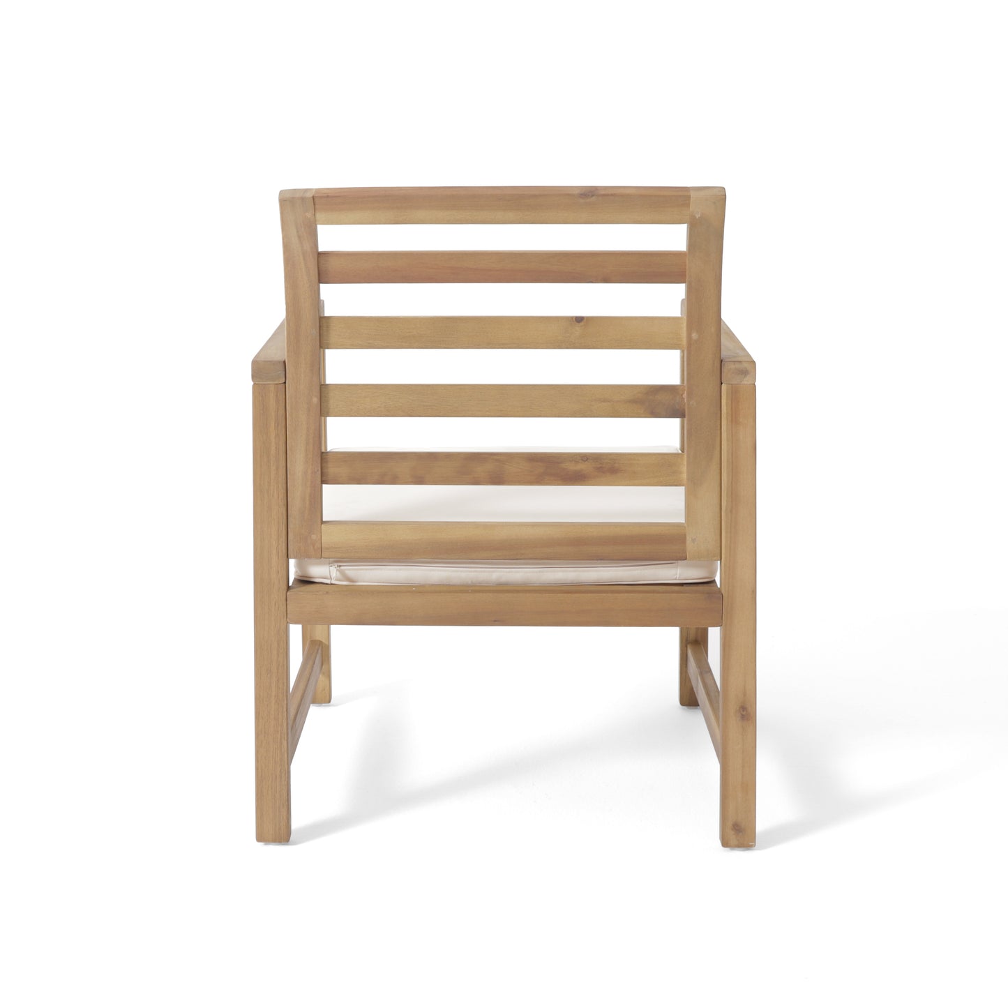 Outdoor Acacia Wood Club Chairs, 2-Pcs Set, Natural Stained / White, 25.5"D x 24.5"W x 33.0"H