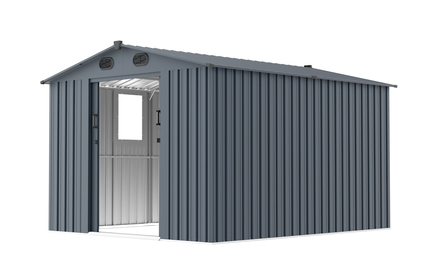 8x10 FT Outdoor Storage Shed, Large Metal Tool Sheds with Window and Lockable Doors, Garden Shed for Backyard Garden Patio Lawn, Dark Grey