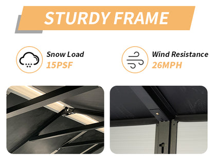 Upgraded 8x6ft Outdoor Resin Garden Shed with Floor and 2 Windows, Plastic Patio Outdoor Storage Shed with Lockable Door for Garden Tools, Bicycles, Trash Cans, Grey+Black