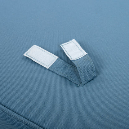 Patio Conversation Set, Outdoor Wood Leisure Seat(Set of 2),Armchair with Cushions,Selma Acacia Wood End Table ,Teak Finish,Blue cushion