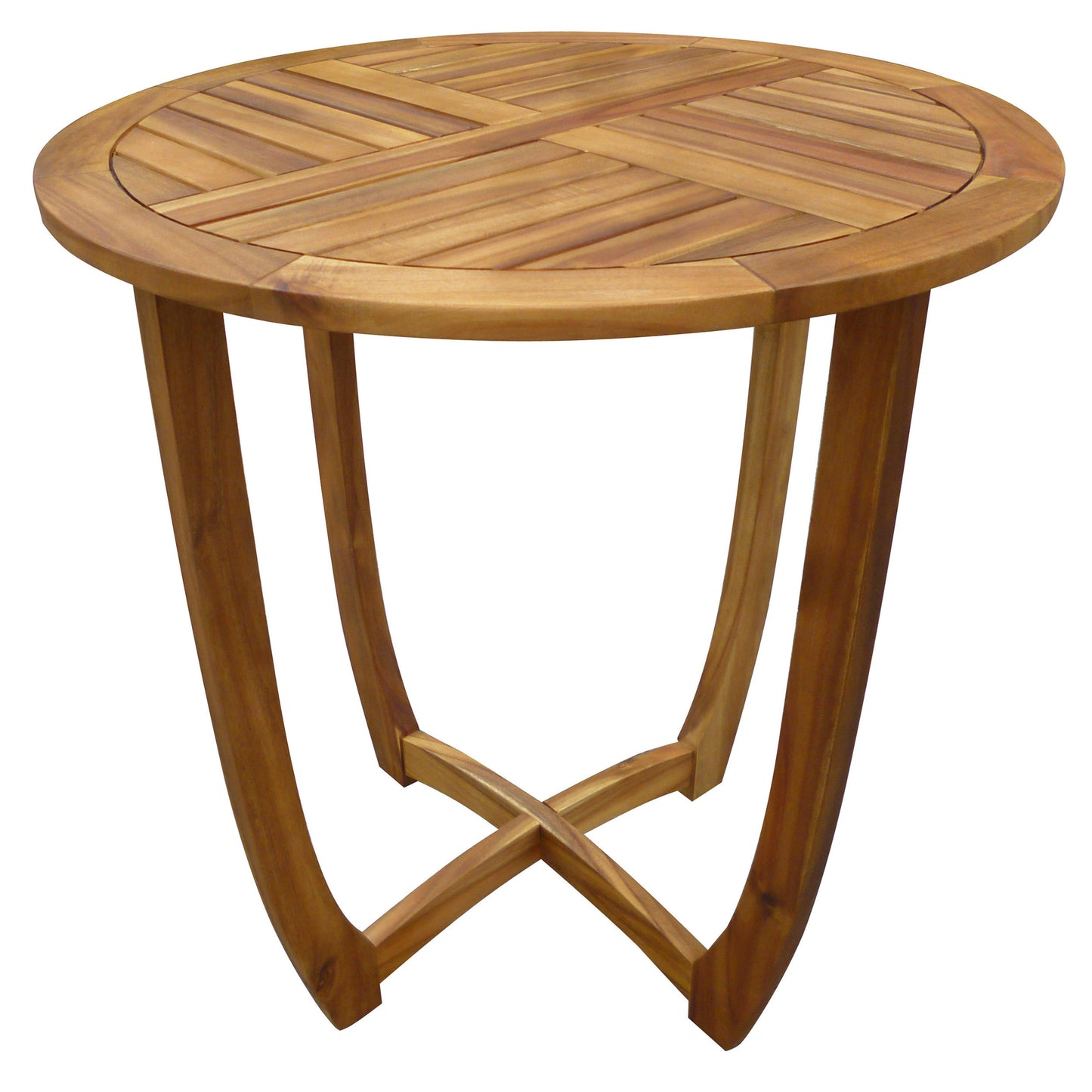 Outdoor Round Acacia Wood Accent Table,27.5" Teak