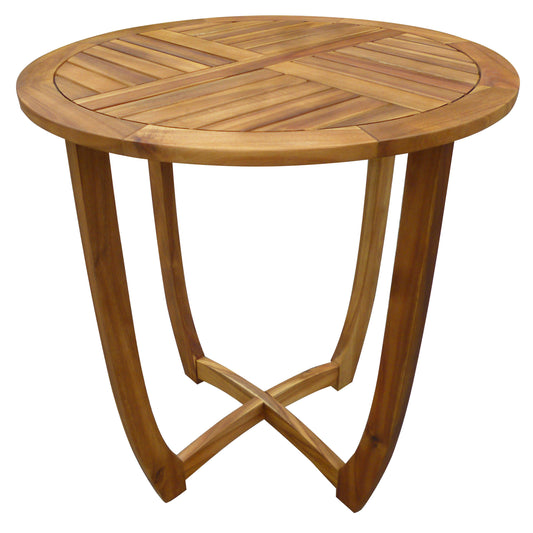 Outdoor Round Acacia Wood Accent Table,27.5" Teak