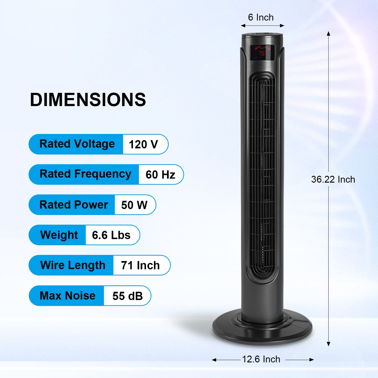 36 Inch High Efficiency Cooling Tower Fan with 3 Speed Settings and 15 Hour Timer, 70 Degree Auto Oscillating with Remote, Standing Fan for Bedroom Home Office