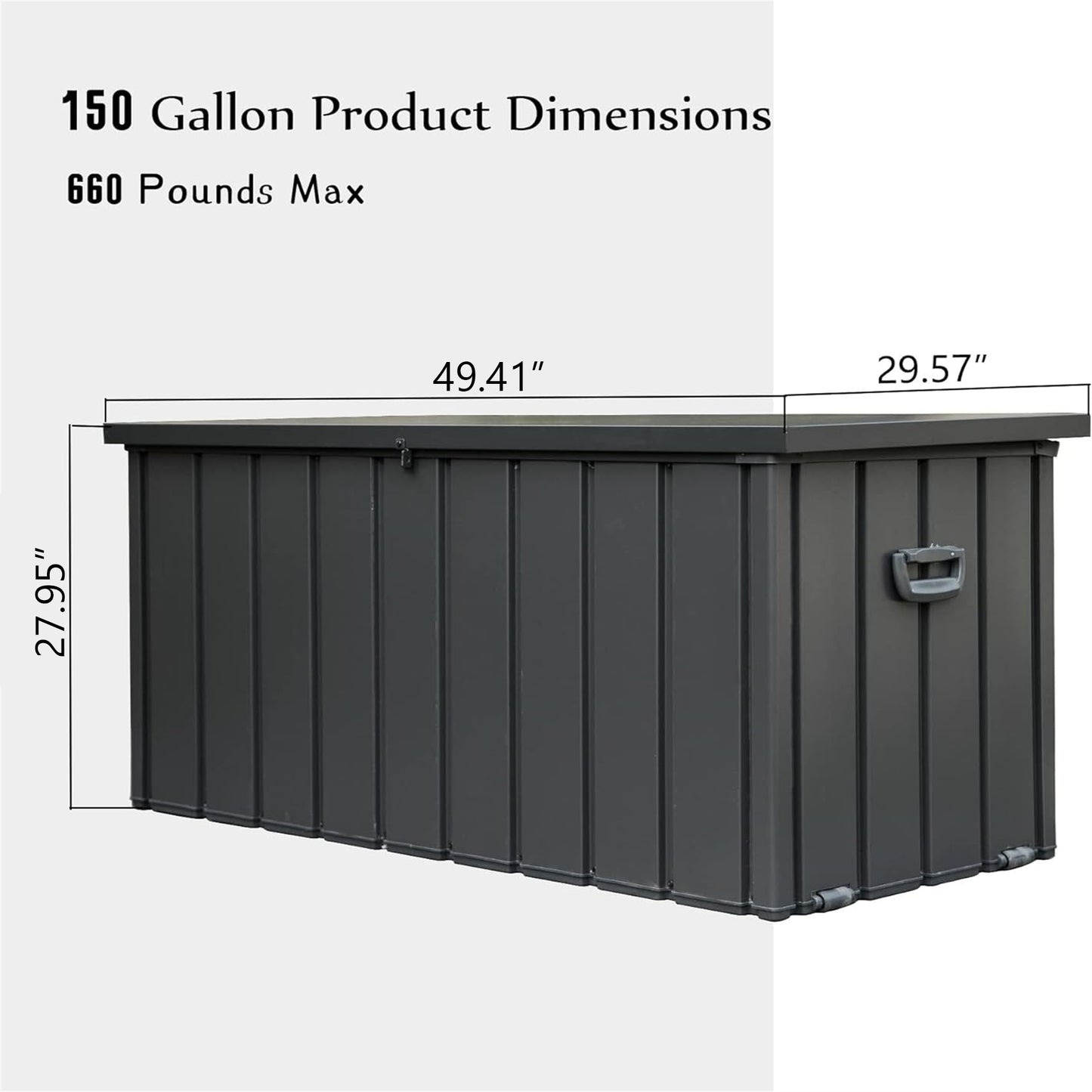 150 Gallon Outdoor Storage Deck Box Waterproof, Large Patio Storage Bin for Outside Cushions, Throw Pillows, Garden Tools, Lockable (Dark Gray)