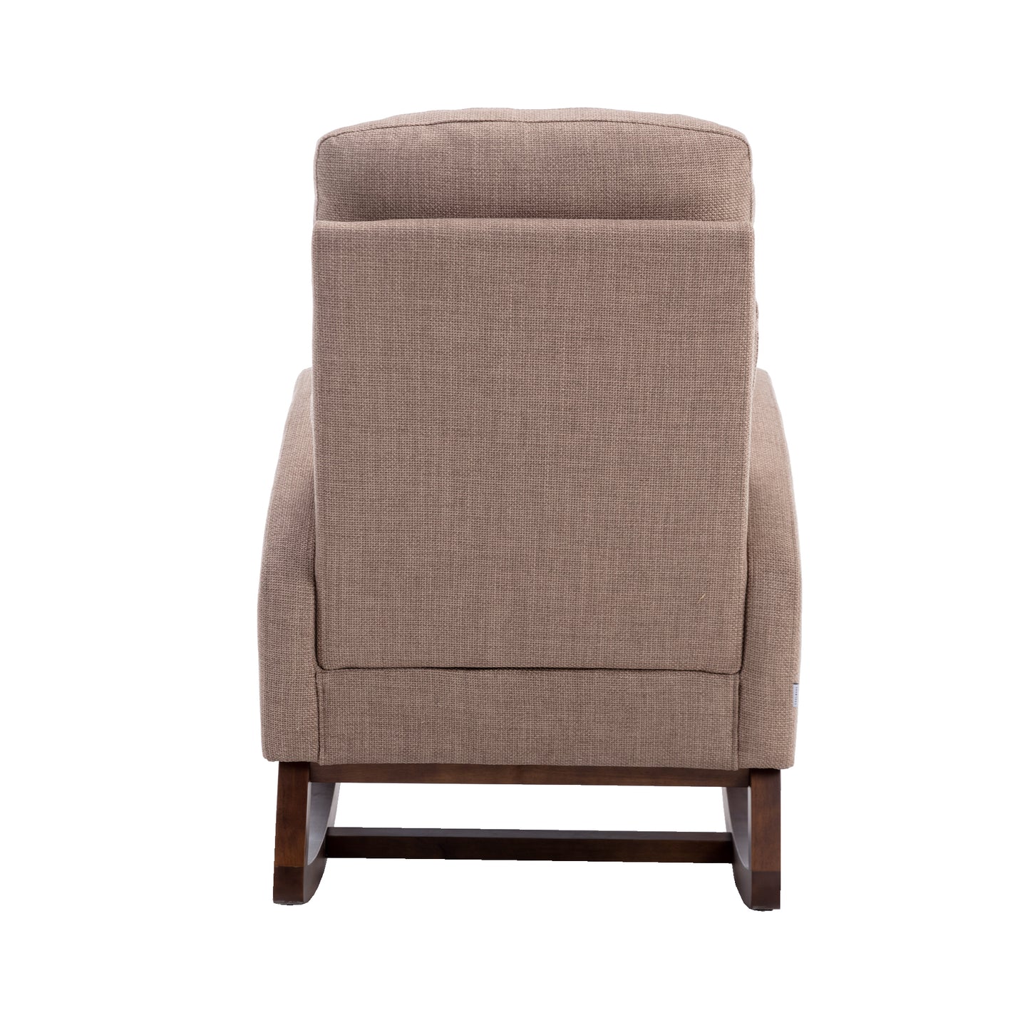 Rocking Chair, Modern Glider Chair, Recliner Armchair with Wood Legs and Side Pocket, Nursery Rocking Accent Chair with High Back for Living Room Bedroom (Camel linen)