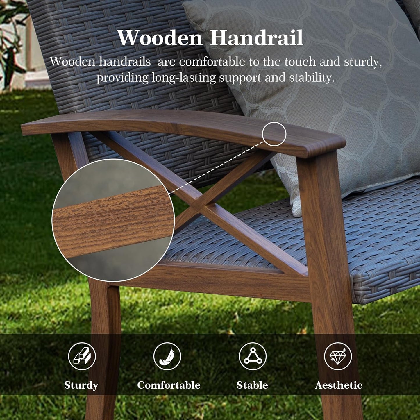 4-Piece Modern Conversation Set with Cotton Padding Backrests and Seats, Outdoor Sectional Metal Sofa Set with 5.5 Inch Cushion and Coffee Table for Balcony, Garden  On-Site