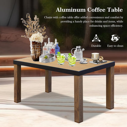 4-Piece Modern Conversation Set with Cotton Padding Backrests and Seats, Outdoor Sectional Metal Sofa Set with 5.5 Inch Cushion and Coffee Table for Balcony, Garden  On-Site