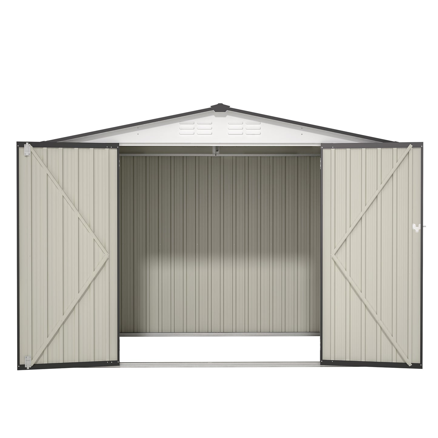 8 x 6 ft Outdoor Storage Shed, All Weather Metal Sheds with 2 Lockable Doors, Tool Shed for Garden, Backyard, Lawn,White