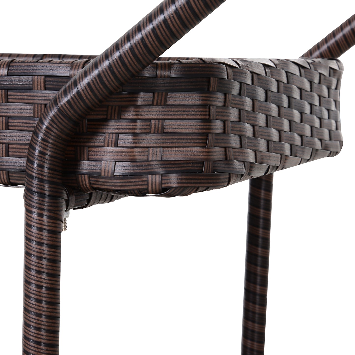 Rattan Wicker Serving Cart with 2-Tier Open Shelf, Outdoor Wheeled Bar Cart with Brakes for Poolside, Garden, Patio