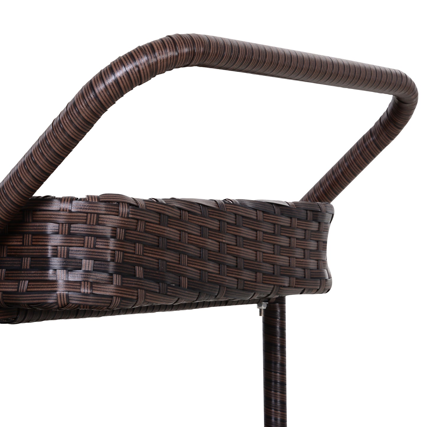 Rattan Wicker Serving Cart with 2-Tier Open Shelf, Outdoor Wheeled Bar Cart with Brakes for Poolside, Garden, Patio