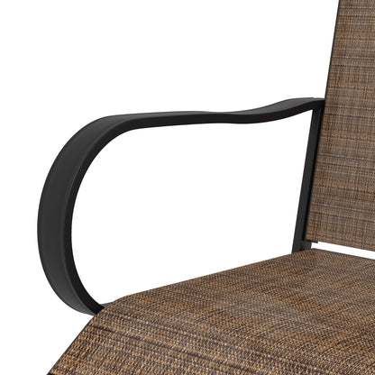 Outsunny Outdoor Bar Stools with Armrests, Set of 2 360° Swivel Bar Height Patio Chairs with High-Density Mesh Fabric, Steel Frame Dining Chairs for Balcony, Poolside, Backyard, Tan