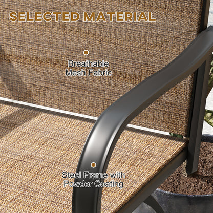 Outsunny Outdoor Bar Stools with Armrests, Set of 2 360° Swivel Bar Height Patio Chairs with High-Density Mesh Fabric, Steel Frame Dining Chairs for Balcony, Poolside, Backyard, Tan