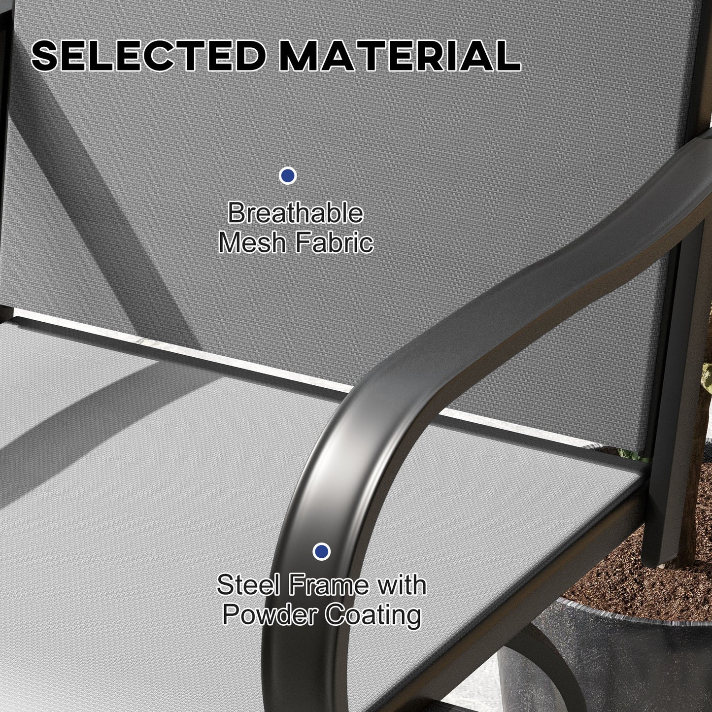 Outdoor Bar Stools with Armrests, Set of 2 360° Swivel Bar Height Patio Chairs with High-Density Mesh Fabric, Steel Frame Dining Chairs for Balcony, Poolside, Backyard, Gray