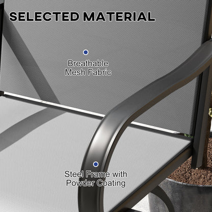 Outdoor Bar Stools with Armrests, Set of 2 360° Swivel Bar Height Patio Chairs with High-Density Mesh Fabric, Steel Frame Dining Chairs for Balcony, Poolside, Backyard, Gray