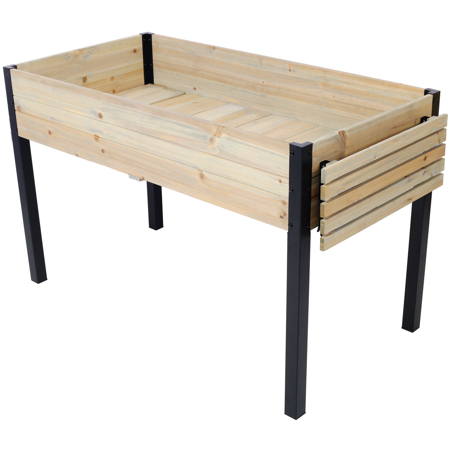 Raised Garden Bed, Metal Leg Wood Planter Boxes with Folding Storage Shelf,Elevated Planter Box for Growing Fresh Herbs, Vegetables, Flowers Great for Outdoor Patio, Deck, Balcony