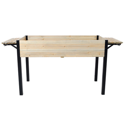 Raised Garden Bed, Metal Leg Wood Planter Boxes with Folding Storage Shelf,Elevated Planter Box for Growing Fresh Herbs, Vegetables, Flowers Great for Outdoor Patio, Deck, Balcony