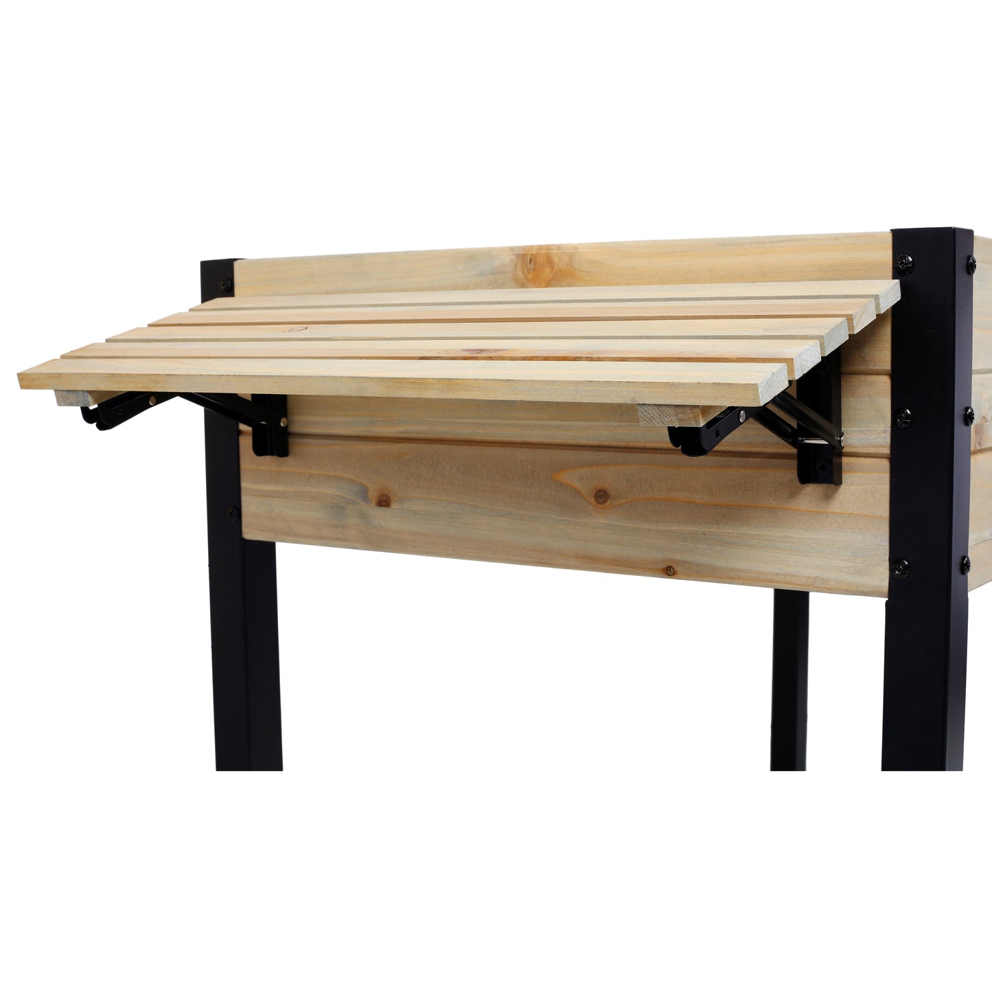 Raised Garden Bed, Metal Leg Wood Planter Boxes with Folding Storage Shelf,Elevated Planter Box for Growing Fresh Herbs, Vegetables, Flowers Great for Outdoor Patio, Deck, Balcony