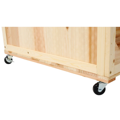 3-Tiers Raised Garden Bed with Trellis, 53" H Vertical Planter Box with Wheels & Back Storage Area, for Flowers, Vegetables, Herbs, Natural