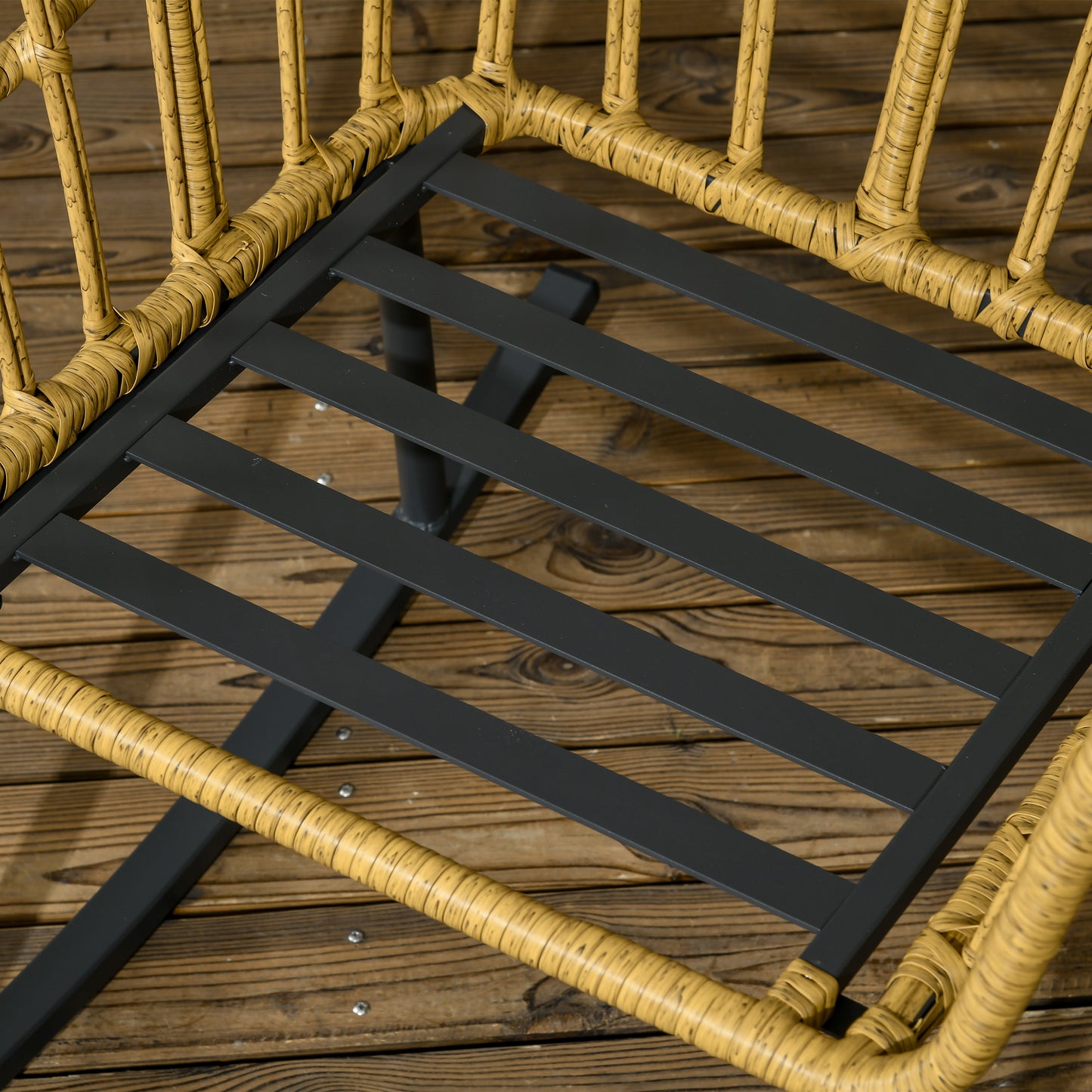 3 Piece Bistro Set with Cushions, Outdoor PE Rattan Wicker Patio Rocking Chair with 2 Porch Rocker Chairs, Glass Top Coffee Table Patio Conversation Set, Cream White